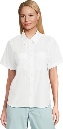 L.L.Bean Essential Cotton Poplin Shirt Short-Sleeve Womens Clothing White : XL, Cotton/Spandex