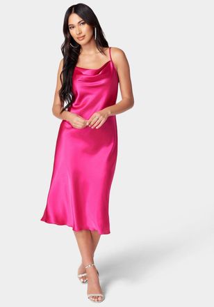 Bebe Womens Satin Midi Slip Dress