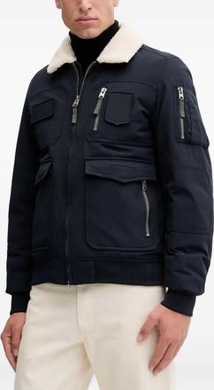Aeronautica Bomber con colletto in shearling e tasche - Blu