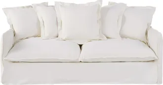 Maisons du monde Sofá de 3/4 plazas efecto lino arrugado blanco