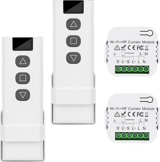 OEM Kit De Interruptor Inal&aacute;mbrico De 2 Piezas, Interruptor De Persiana Enrollable Conectado Con Control Remoto Rf Y M&oacute;dulo Receptor, Para Control De Cort