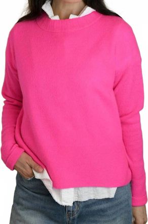 Brodie Pearl Crew Sweater In Diva Pink