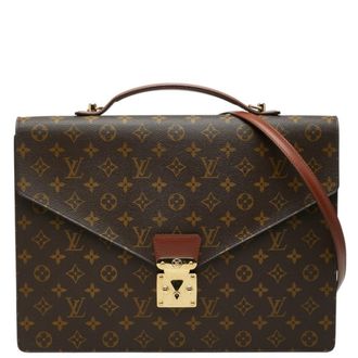 Louis Vuitton Brown Pvc Leather Briefcase Shoulder Bag (Pre-Owned)