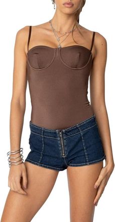 Edikted Laurel Bustier Bodysuit in Brown at Nordstrom, Size X-Small