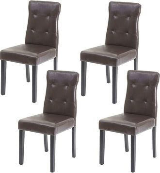 Hhg Hhg - Juego De 4 Sillas De Comedor 984, Silla De Comedor, Certificado Mvg, Piel Sint&eacute;tica Marr&oacute;n, Patas Oscuras