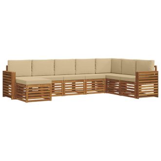 vidaXL Conjunto De Sof&aacute;s De Exterior Con Coj&iacute;n 8 Pcs Natural Y Beige Vidaxl