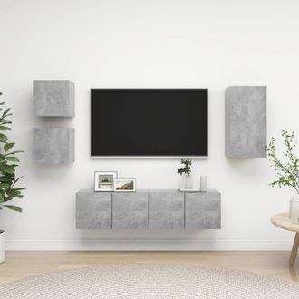 vidaXL Set De Muebles De Sal&oacute;n 5 Pzas Madera Ingenier&iacute;a Gris Hormig&oacute;n Vidaxl