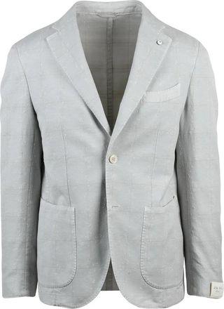 L.B.M. 1911 Light Grey Cotton Linen Polyamide Blazer Jacket