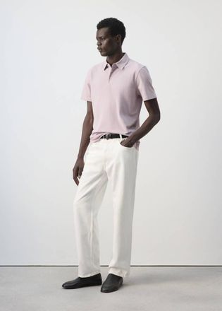 Mango Polo slim-fit misto cotone piqu&eacute; rosa pallido - Uomo - XXL - MANGO MAN
