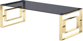 Best Master Furniture Best Master Mallory Stainless Steel and Smoked Glass Coffee Table in Gold