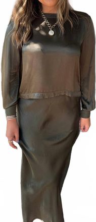 bobi Midi Bias Cut Skirt In Hunter