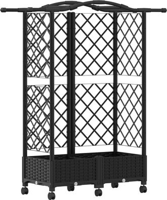 vidaXL Cama Elevada Con Trellis Y Techo Negro 124 X 40 X 129 Cm Pp Vidaxl