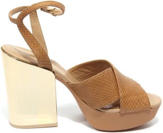 Hogan Slingback Sandalen met Hoge Hak - Dames - Sandalen met hakken - Beige - 39 EU - Leer - Schoenen