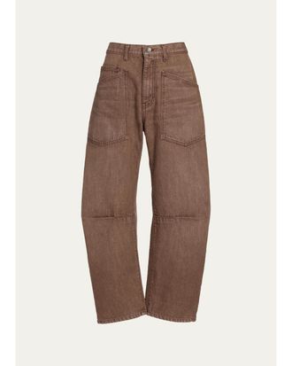 Nili Lotan Shon Barrel-Leg Ankle Jeans