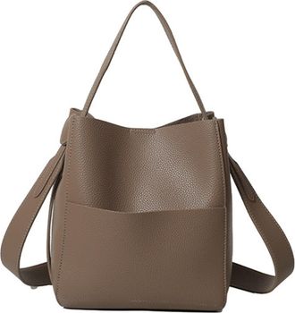 Generic Womens Classic PU Bucket Bag, Single-Shoulder Crossbody Bag, Adjustable Strap and Magnetic Closure, Applies to Daily Commute and Everyday Use (grey,21