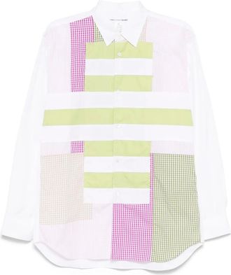 Comme Des Garçons striped and gingham patchwork shirt - men - Cotton - M - White