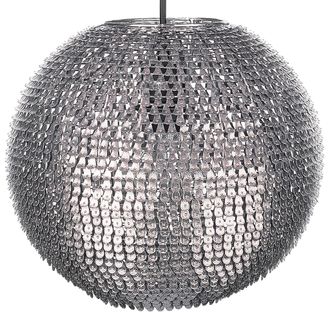 Beliani L&aacute;mpara Colgante De Metal Plateado Con Forma De Globo Escamas Brillantes Seine