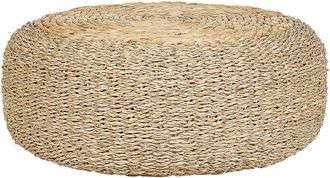 Beliani Puf Redondo Bohemio Otomana Junco Marino Jacinto De Agua 50 Cm Natural Claro Backan