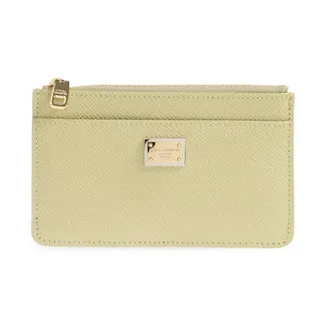 Dolce & Gabbana Wallets & Cardholders, female, Green, Size: ONE SIZE Medium Calfskin Logo Card Holder