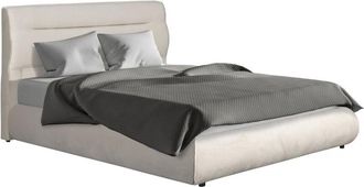 Habitat et Jardin Cama Doble Con Almacenaje En Terciopelo chamonix - 160 X 200 Cm - Beige