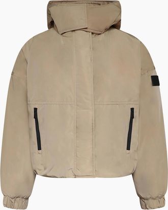 DKNY Womens Hooded Os Jacket - Cream - Size: 18/16