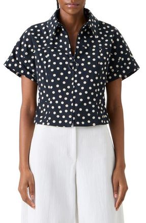 Akris Polka Dot Jacquard Fitted Jacket in Black-Cream at Nordstrom, Size 10