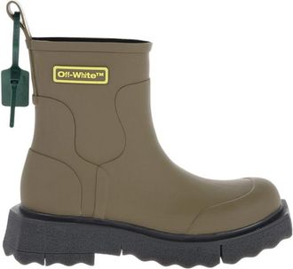 Off-white Dark Green Rubber Ankle Boots