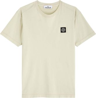 Stone Island Logo Cotton T-shirt - Sand - S