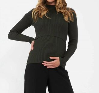 Ripe Lift Up Nursing Knit Sweater In Ivy
