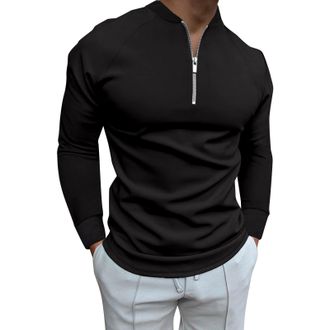 Generic Sports Long-Sleeved T-Shirt Men Slim Fit - Zipper Up Shirt Solid Outdoor Sports Shirts Gym Workout Shirts Golf Tennis T-Shirt Casual Undershirt Beach 
