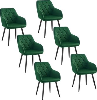 Woltu Sillas De Comedor Silla Reposabrazos Silla Tapizada Con Respaldos Sillas Nordicas Silla Para Comedor Sal&oacute;n Dormitorio Cocina Pasillo Verde Oscuro Terc