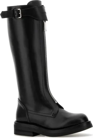 Alexander McQueen Womens Buckled Leather Boot Black Calf