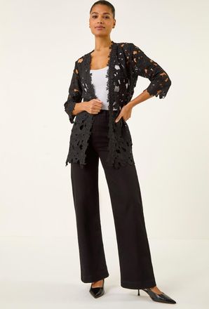 Roman Crochet Lace Longline Jacket