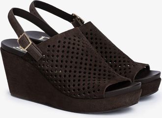 Pedro Garcia Sling back brown suede wedge sandal | Alvara | Fall-winter 26 |