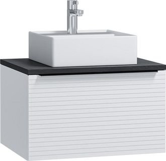 Vente-Unique Mueble de ba&ntilde;o suspendido blanco con lavabo - 60 cm - LATOMA