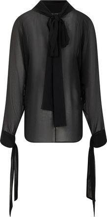 P.A.R.O.S.H. Blouse met Strikmanchetten - Dames - Blouses - Zwart - S - Overhemden