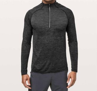 lululemon Metal Vent Tech Half Zip 2.0 Sweater In Dark Coal/black