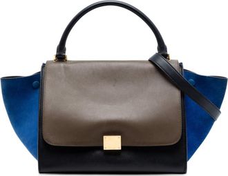 Celine Pre-owned Celine Medium Tricolor Calfskin and Suede Trapeze Satchel Ladies 08IE7HE3OAFCSFVY