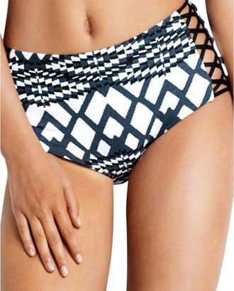 Seafolly Modern Trible High Waist Lattice Bikini Bottom In Sea Black White