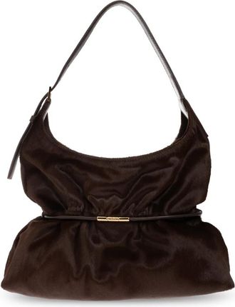 Balmain Sphynx Medium Leren Tas Met Logo - Dames - Schoudertassen - Bruin - ONE Size - Leer - Tassen