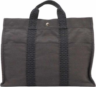 Herm&egrave;s Gray Canvas Tote Bag (Pre-Owned)