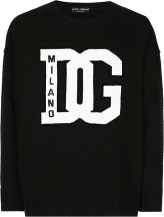 Dolce & Gabbana Round-neck Knitwear, male, Black, Size: XL Black Sweaters Girocollo Over
