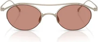 Armani 49mm Oval Sunglasses in Matte Bronze/dark Violet at Nordstrom