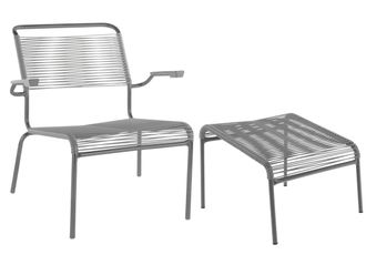 Schubiger M&ouml;bel Spaghetti-Lounger + Hocker S&auml;ntis mit Armlehnen