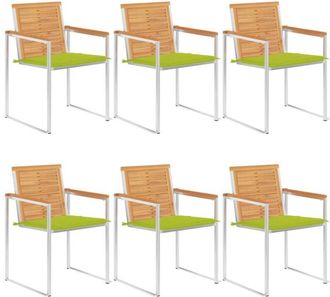 vidaXL Vidaxl - Sillas De Jard&iacute;n Y Cojines 6 Unidades Madera Maciza De Acacia