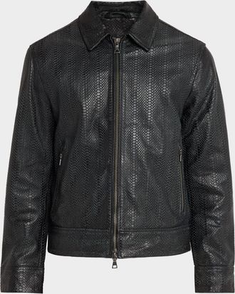 John Varvatos Men & apos;s Benjamin Snakeskin-Embossed Leather Jacket