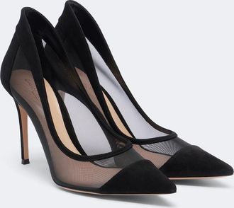 Gianvito Rossi Mesh and suede pumps