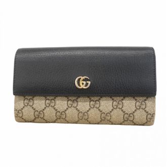 Gucci Black Brown Pvc Leather Long Wallet (Bi-Fold) (Pre-Owned)