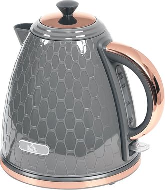 HOMCOM Electric Kettle - Fast Boil - 1.7L - 3kW - Swivel - Auto Shut-off - Cream White | TJ Hughes Grey
