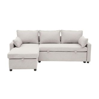 Calicosy Sof&aacute; cama de 3 plazas de tela con chaise longue l219 cm - beige
